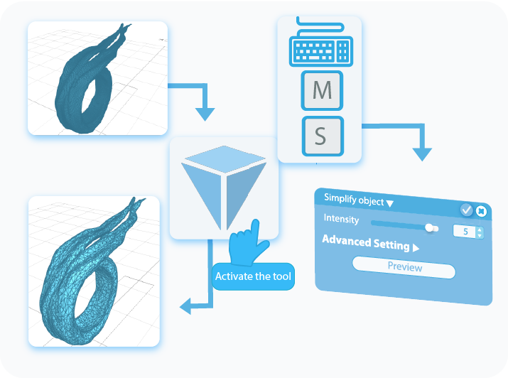 Activate the Simplify Object tool by selecting it from the modify drop-down list or by using a shortcut